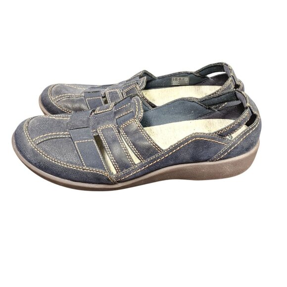 Clarks Cloudsteppers Sillian Stork Closed Toe Sandals Flats Shoes 9.5 Charcoal - Picture 1 of 7